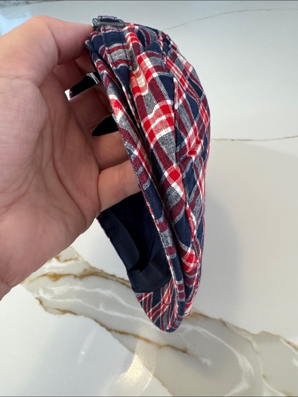 Janie and Jack Red Navy Plaid Newsboy Cap - Picture 15 of 16